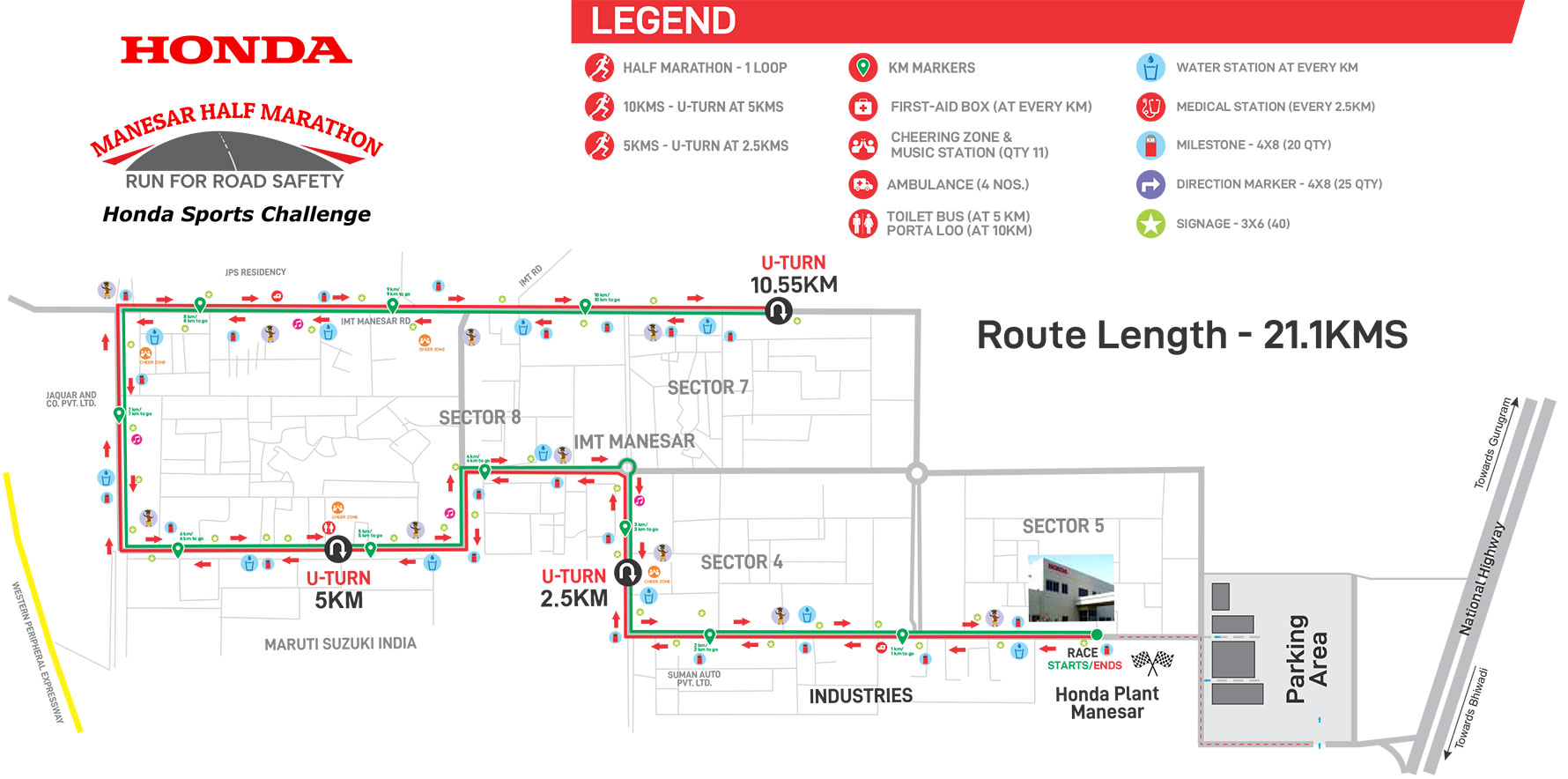 Route Map Honda Manesar Half Marathon On 10th March 2024 Organized By   Route Map 27FEB2024 